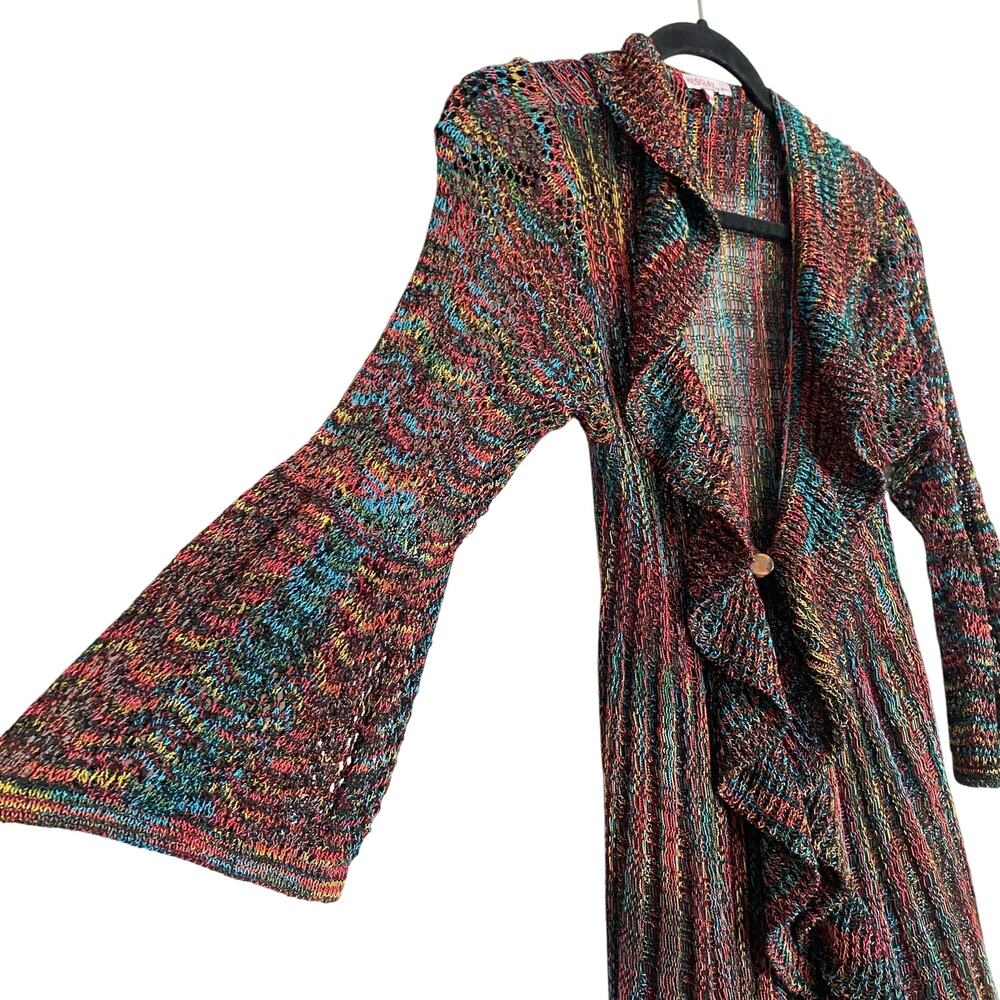 Vintage y2k Kessley Rainbow Waterfall Ruffle Bell Sleeve Size S/M Fairy grunge - Picture 3 of 6